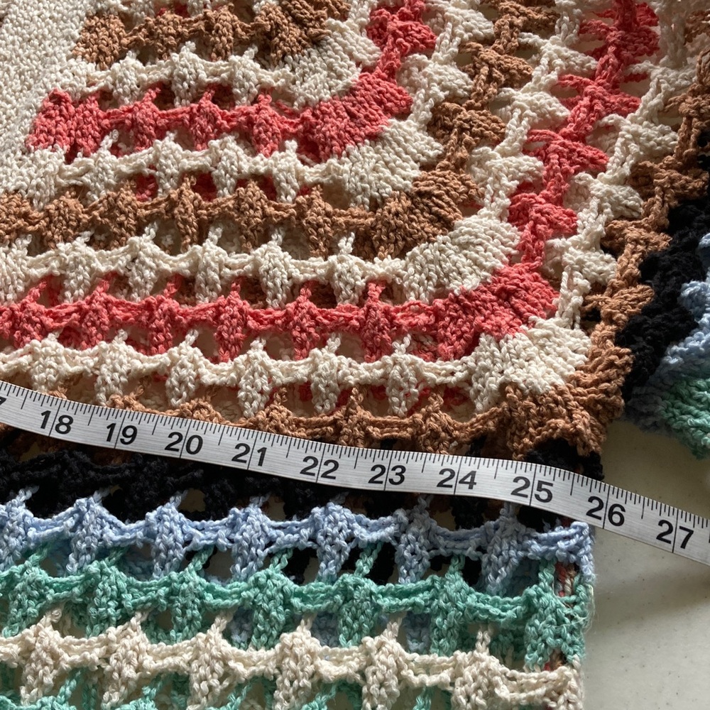 Mavi Cream Open-Weave Cardigan with Coral, Tan and Mint Stripes - Picture 8 of 10